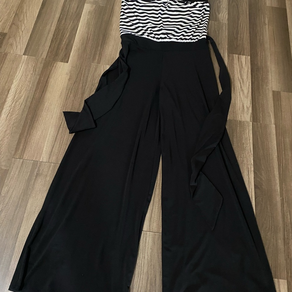 Black and White Striped Jumpsuit